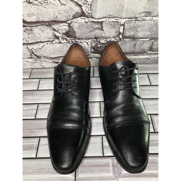 AQUILA Italian made Black Leather Cap Toe Dress Lace Up Shoes Men Sz 41EU/8M US - Picture 5 of 16
